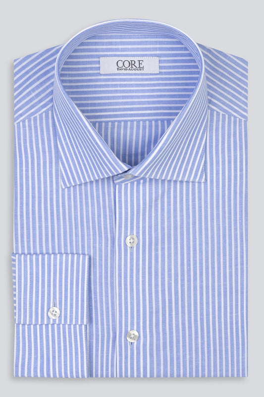 Cotton / Linen - Blue White Stripe