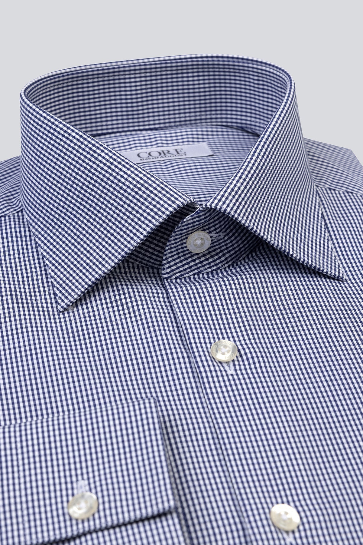 Non-Iron Poplin YD - Navy Small Check