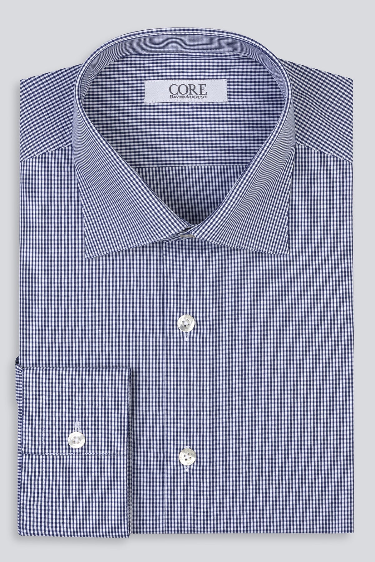 Non-Iron Poplin YD - Navy Small Check