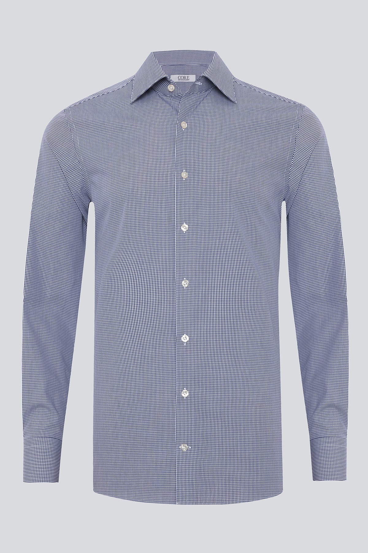 Non-Iron Poplin YD - Navy Small Check